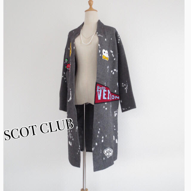 SCOT CLUB(スコットクラブ)の新品19,500円■スコットクラブ■ワッペン×ペイントニットジャケット■SCOT レディースのトップス(カーディガン)の商品写真