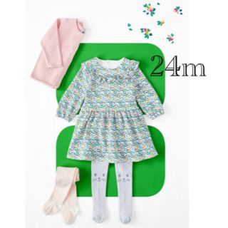 プチバトー(PETIT BATEAU)の新品 プチバトー 24m プリント ワンピース 緑 花柄 女の子(ワンピース)