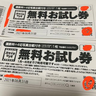 キタムラ(Kitamura)のカメラのキタムラ クーポン券 スタジオマリオ 無料お試し券 【2枚】(その他)