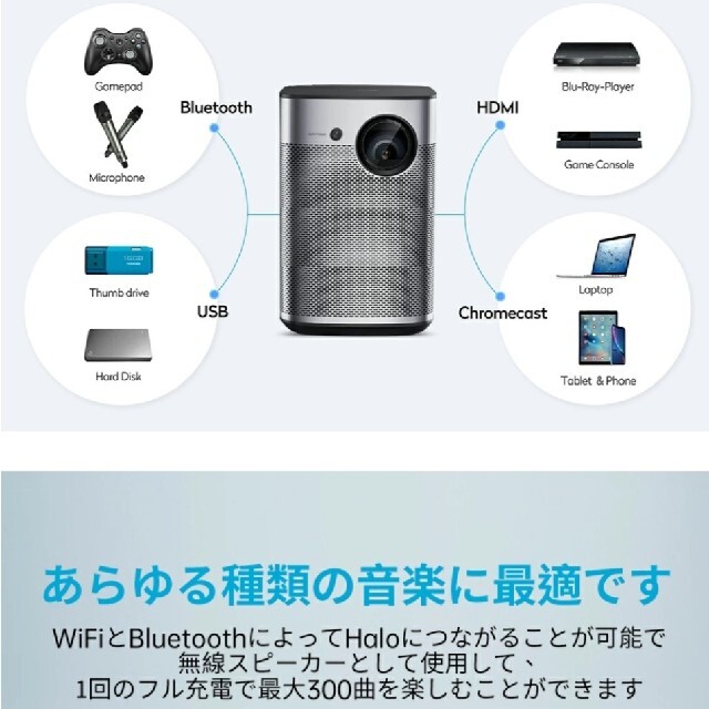 XGIMI Halo 輝度最強ポータブルプロジェクター　800ANSIルーメン スマホ/家電/カメラのテレビ/映像機器(プロジェクター)の商品写真