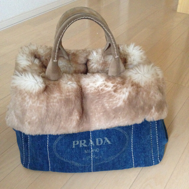 日本未発売】 PRADA - 確実本物プラダ デニム×ファー トート✨ トート