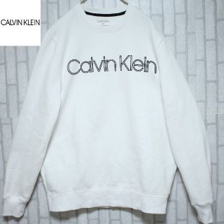 カルバンクライン(Calvin Klein)のカルバンクライン　ホワイト　Ｍサイズ　裏起毛　でかロゴ　スウェット(スウェット)