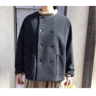 nest robe ウールカシミア混　ノーカラーショートコート