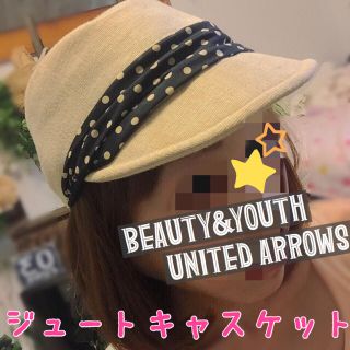 ビューティアンドユースユナイテッドアローズ(BEAUTY&YOUTH UNITED ARROWS)の美品☆シルク混リボン付キャスケット(キャスケット)