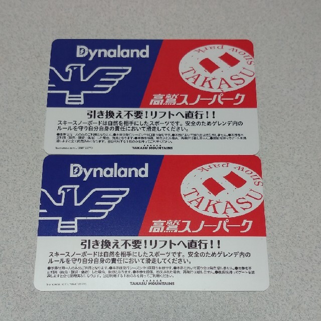 高須スノーパーク・ダイナランド共通リフト券 3枚 【メール便無料