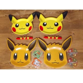 ポケモンカフェ ピカチュウ イーブイ プレート  お菓子クリップ コースター(キャラクターグッズ)