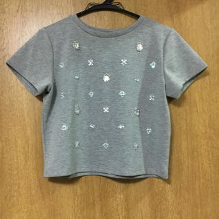 ロペピクニック(Rope' Picnic)のビジュー カットソー ♡ グレー(Tシャツ(半袖/袖なし))