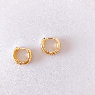 〈f66〉14K フープピアス ゴールド gold 韓国 シンプル 人気 高見え(ピアス)