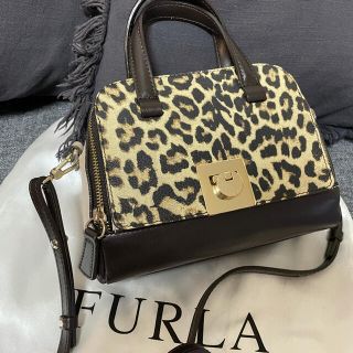 【美品/日本未発売】FURLA ミニ 3wayバッグ ハラコ×レザー レオパード