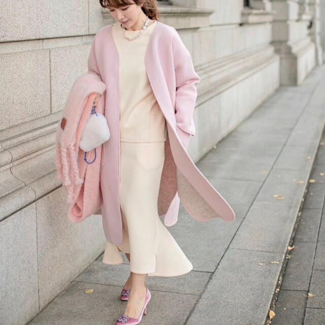 make ai neo coat ピンク ボンディングコート ガウンコート 上品な