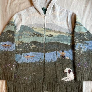 ラルフローレン(Ralph Lauren)のL 90s LAUREN EXCLUSIVE HAND KNIT HOODIE(ニット/セーター)