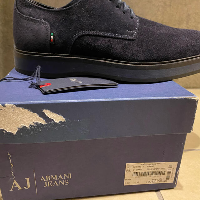 ARMANI JEANS(アルマーニジーンズ)のARMANI jeans スエードシューズ新品未使用ネイビー紺色ブルーブラック黒 メンズの靴/シューズ(ドレス/ビジネス)の商品写真