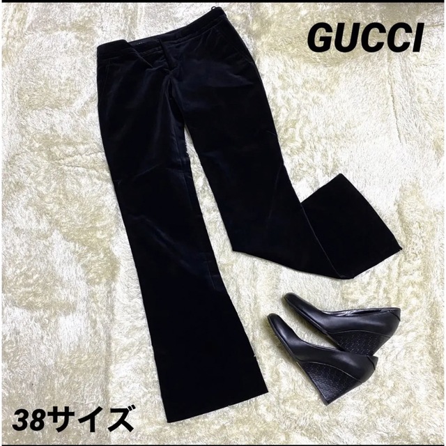 Gucci(グッチ)の【超美品】GUCCI グッチ パンツ ベロア  黒パンツ  ボトムス フォーマル レディースのパンツ(その他)の商品写真