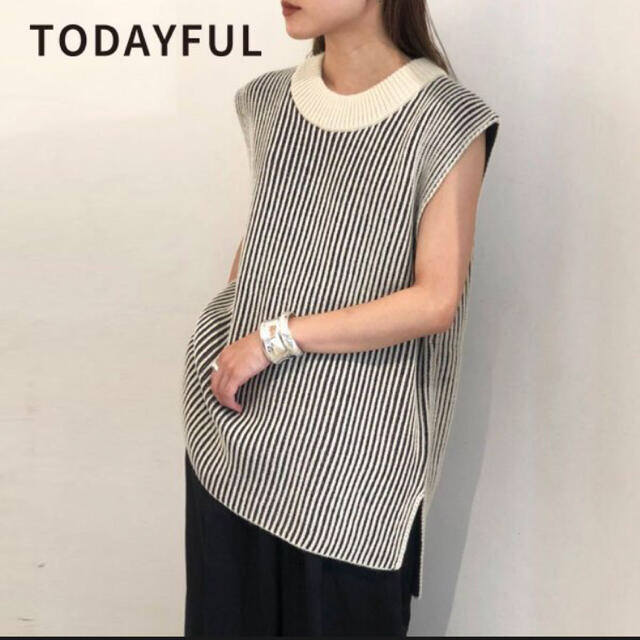 TODAYFUL☆Tuck Stripe Vest ネイビー