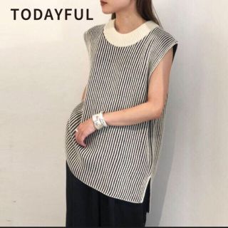 トゥデイフル(TODAYFUL)のtodayful Tuck Stripe Vest ネイビー(ベスト/ジレ)