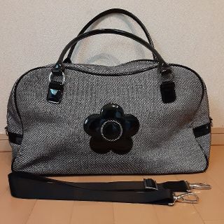 マリークワント(MARY QUANT)のマリークワント　デイジーツイードボストンバッグ黒(ボストンバッグ)