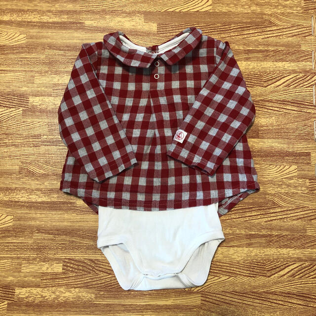 PETIT BATEAU(プチバトー)のプチバトー ロンパース付きカットソー 12m/74cm キッズ/ベビー/マタニティのベビー服(~85cm)(ロンパース)の商品写真