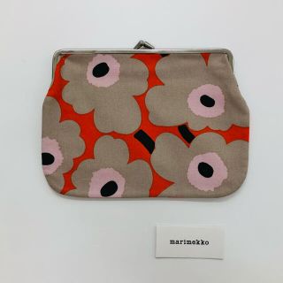 マリメッコ(marimekko)の新品　マリメッコ　ポーチ　がま口　オレンジ　ウニッコ③(ポーチ)