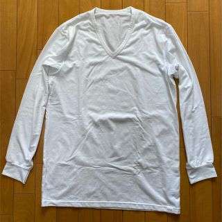 ユニクロ(UNIQLO)のUNIQLO ユニクロ ヒートテック VネックT(9分袖)(L)ホワイト 白(Tシャツ/カットソー(七分/長袖))