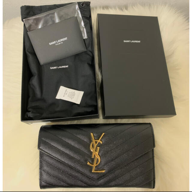 ★YSL 定番キルト長財布　Black