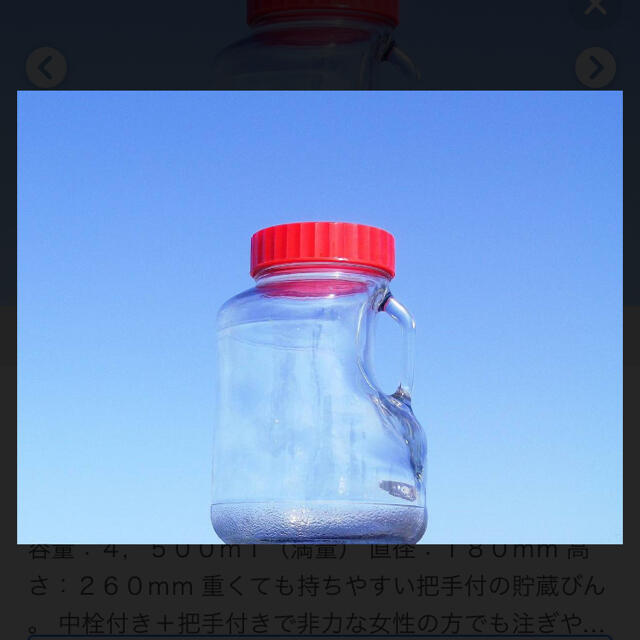 果実酒瓶　4L  国産品 インテリア/住まい/日用品のキッチン/食器(容器)の商品写真