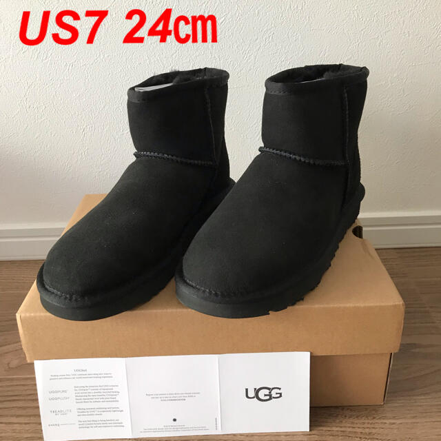 【美品】UGG アグ CLASSIC ウルトラミニ ブーツ 黒 24センチ