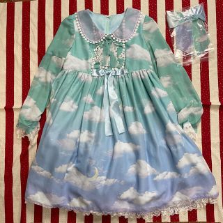 アンジェリックプリティー(Angelic Pretty)のMisty Sky Brilliant Color ワンピースセット ミント(ひざ丈ワンピース)