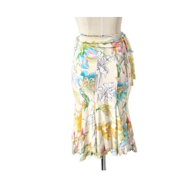 イタリア製 パステルの春 スプリングガーデンマーメイド 裾フレアスカート