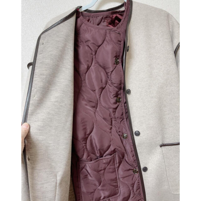 GRL(グレイル)のライナー付きパイピングノーカラーコート[k9024v] レディースのジャケット/アウター(ロングコート)の商品写真