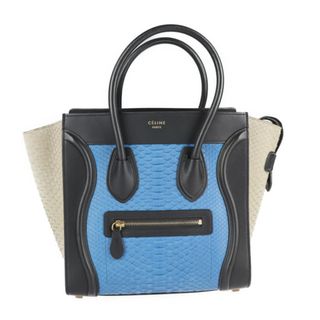 セリーヌ(celine)のCELINE セリーヌ ラゲージ マイクロショッパートート トートバッグ 167794 パイソン レザー  ブラック ブルー ベージュ エキゾチックレザー 【本物保証】(トートバッグ)