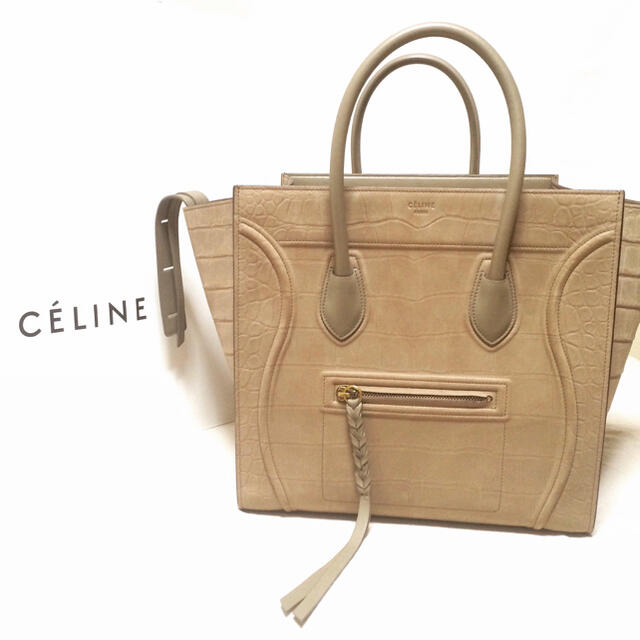 セリーヌ Celine ラゲージ ファントム 美品 クロコ型押し