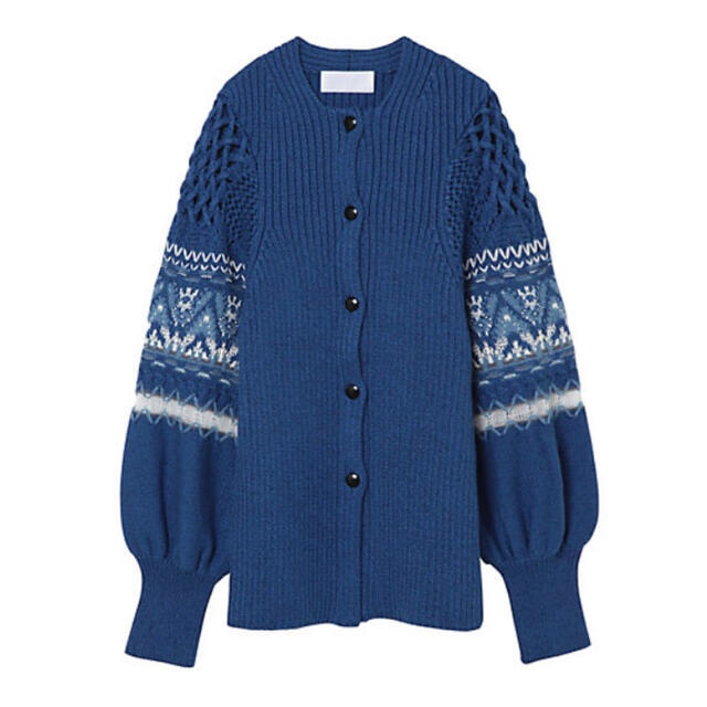 mame(マメ)のマメ Cotton Nordic Knit Cardigan blue レディースのトップス(カーディガン)の商品写真