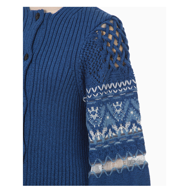 mame(マメ)のマメ Cotton Nordic Knit Cardigan blue レディースのトップス(カーディガン)の商品写真