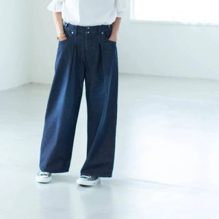 北欧暮らしの道具店　すっきり見えインタックデニムワイドパンツ(インディゴ)(デニム/ジーンズ)