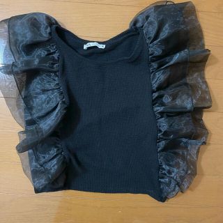 ザラ(ZARA)のZARA フリル オーガンジー トップス(シャツ/ブラウス(半袖/袖なし))