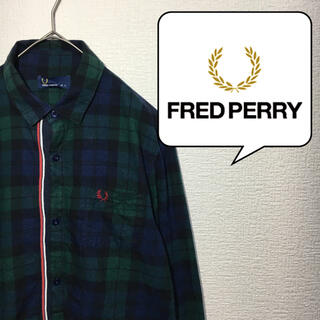 フレッドペリー(FRED PERRY)のフレッドペリー fredperry シャツ チェック S 青 緑 ロゴ(シャツ)