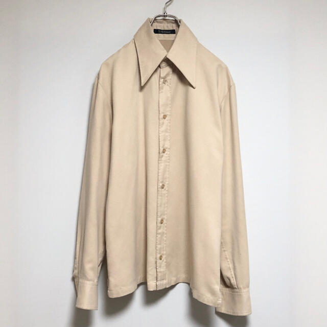 メンズlong point collar shirt yellow 70smodel