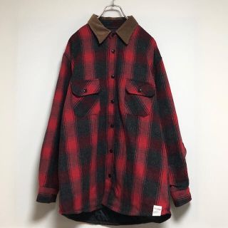 corduroy collar red check coverall shirt(カバーオール)