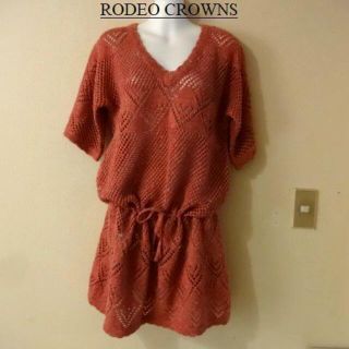 ロデオクラウンズ(RODEO CROWNS)のタグ付き未使用RODEO CROWNSロデオクラウンズ♡かぎ編みニットワンピース(ひざ丈ワンピース)