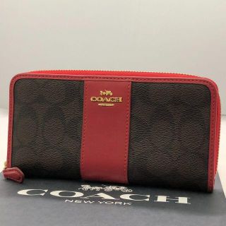 コーチ(COACH)のCOACH/コーチ　シグネチャー/PVCレザー/ブラウン×レッド/長財布(財布)