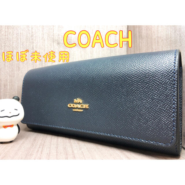 約9cm横コーチ 財布 二つ折り COACH 長財布 ネイビー ブランド