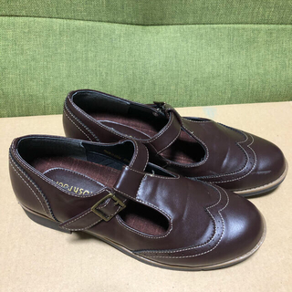 Tストラップシューズ　ブラウン　Mサイズ(ローファー/革靴)