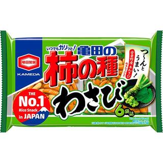 【レターパックのため割れたらゴメンなさい】182g 亀田の柿の種 わさび 6袋詰(菓子/デザート)