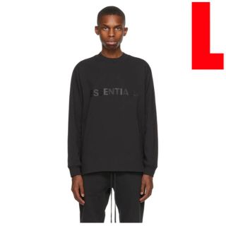 フィアオブゴッド(FEAR OF GOD)の21SS ESSENTIALS ブラック ロゴ ロング スリーブ Tシャツ L(Tシャツ/カットソー(七分/長袖))