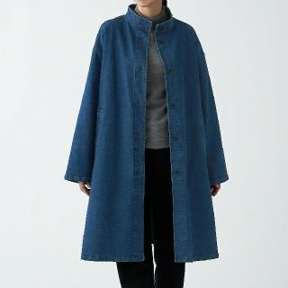 ムジルシリョウヒン(MUJI (無印良品))の■新品■ 無印良品 ストレッチデニムコート／Ｍ～Ｌ／インディゴブルー (ロングコート)