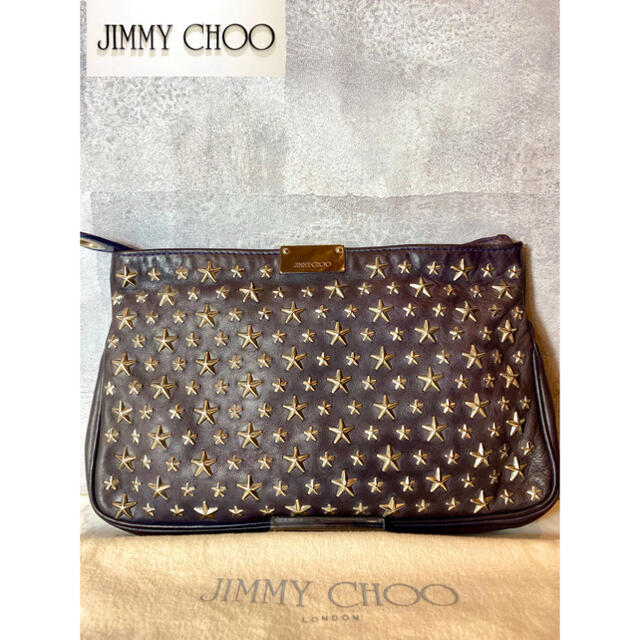 【JIMMY CHOO】希少　ジミーチュウ　スタッズ　クラッチバッグ　パープル