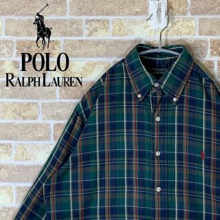 ポロラルフローレン(POLO RALPH LAUREN)の送料無料！ ラルフローレン 刺繍ロゴ ゆるだぼ 90s タータンチェック シャツ(シャツ)