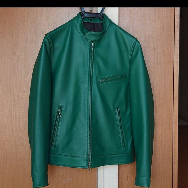 ラムシングルライダース グリーン メンズのジャケット/アウター(ライダースジャケット)の商品写真
