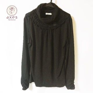 アクシーズファム(axes femme)の【axes femme】レース切替 コーデットカフス タートル カットソー(カットソー(長袖/七分))