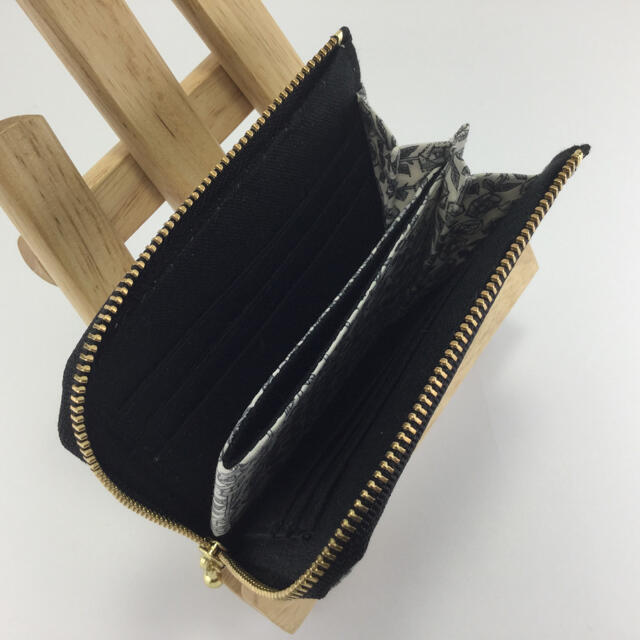 ポケットL字財布　バラ柄　ビニコ  ハンドメイド　サブ財布 ハンドメイドのファッション小物(財布)の商品写真